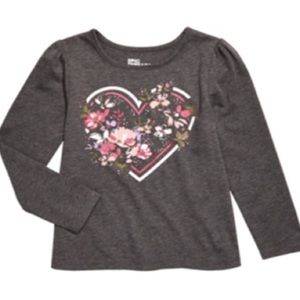NEW Epic Threads Girls Floral Heart Long Sleeve Top, Size 4T, Gray